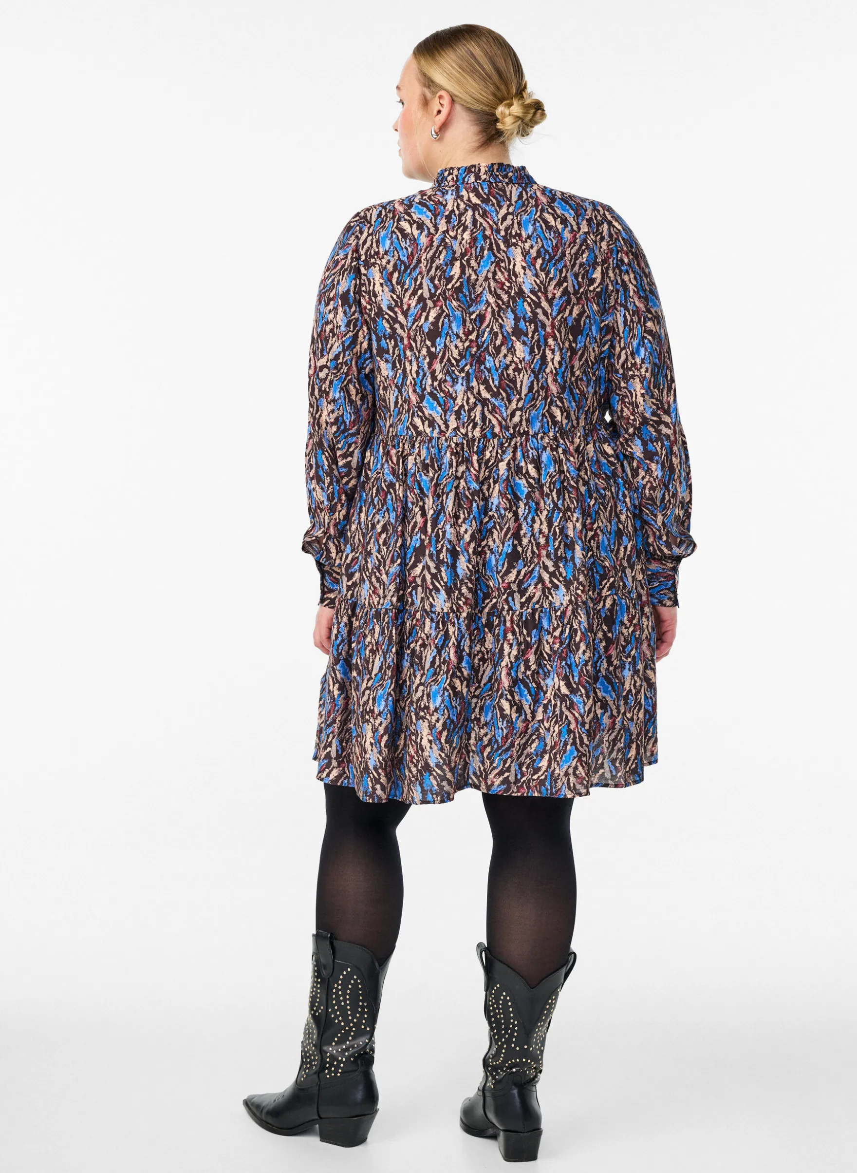 A-Linien-Kleid mit Rüschenkragen