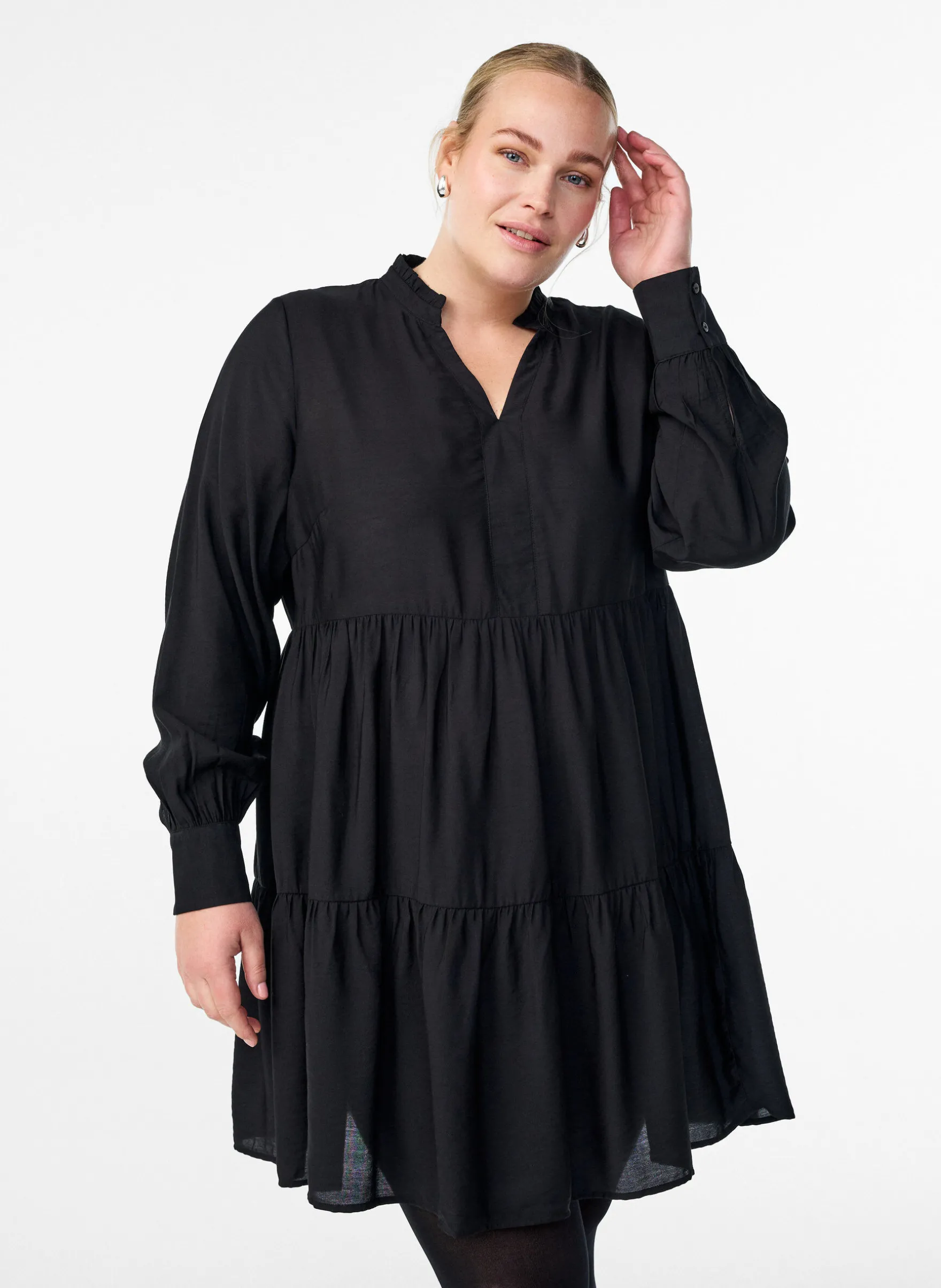 A-Linien-Kleid mit Rüschenkragen