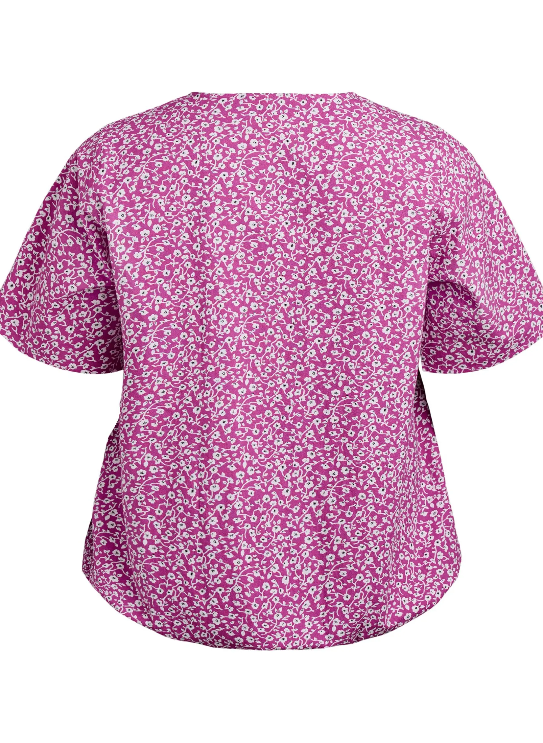 Baumwoll-Bluse mit Print und kurzen Ärmeln