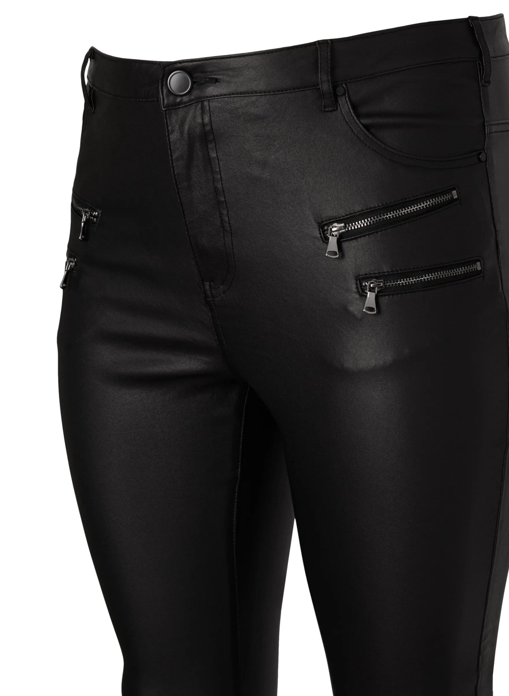 Beschichtete Amy Jeans mit Reißverschluss Detail