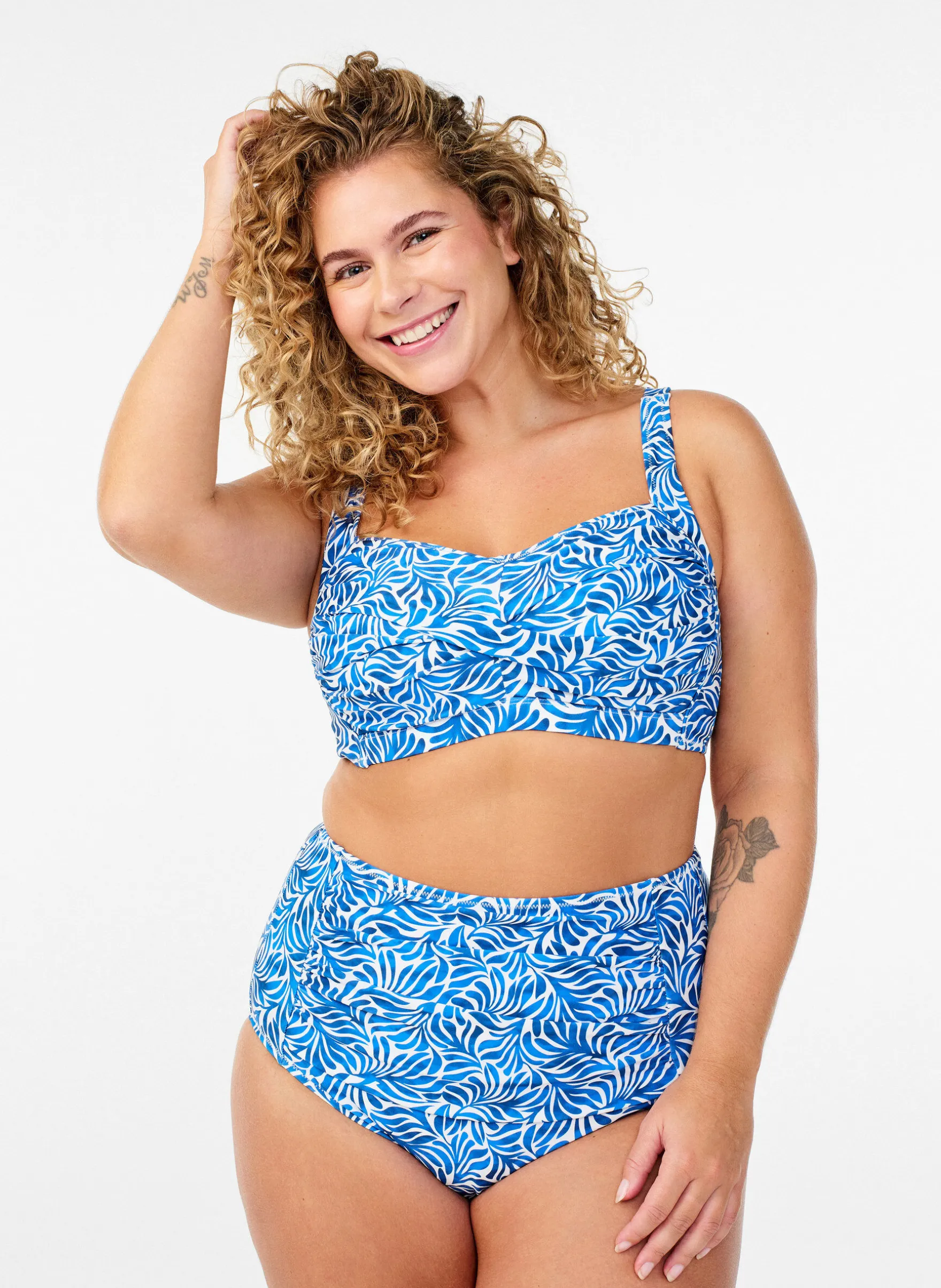 Bikini-Slip mit Print und hoher Taille