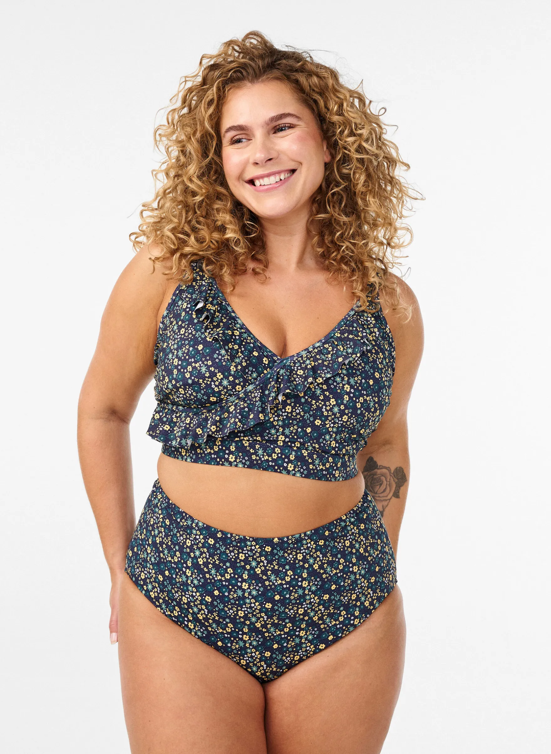 Bikini-Slip mit Print und hoher Taille