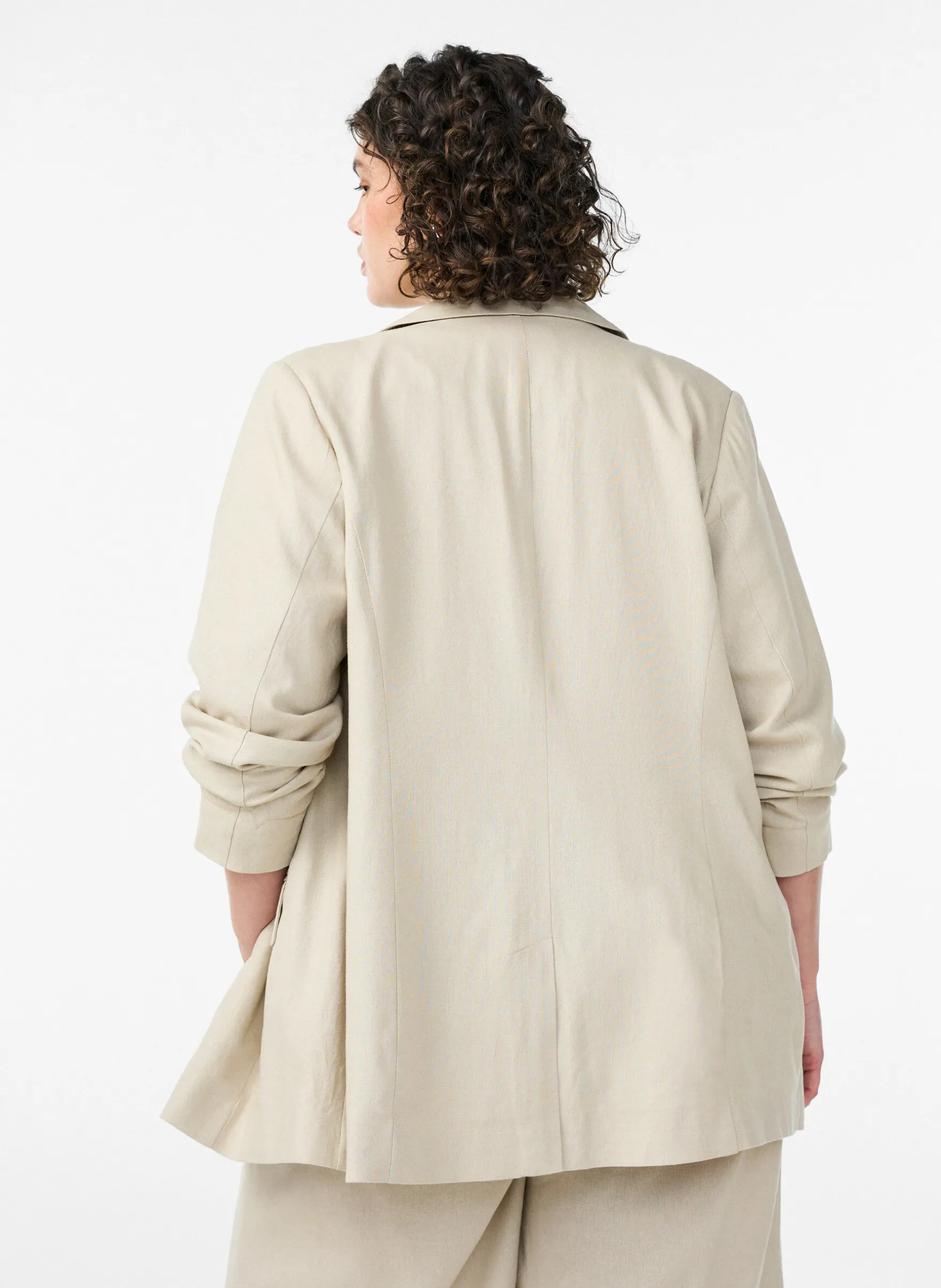Blazer aus Leinen und Viskose mit Revers und Taschen