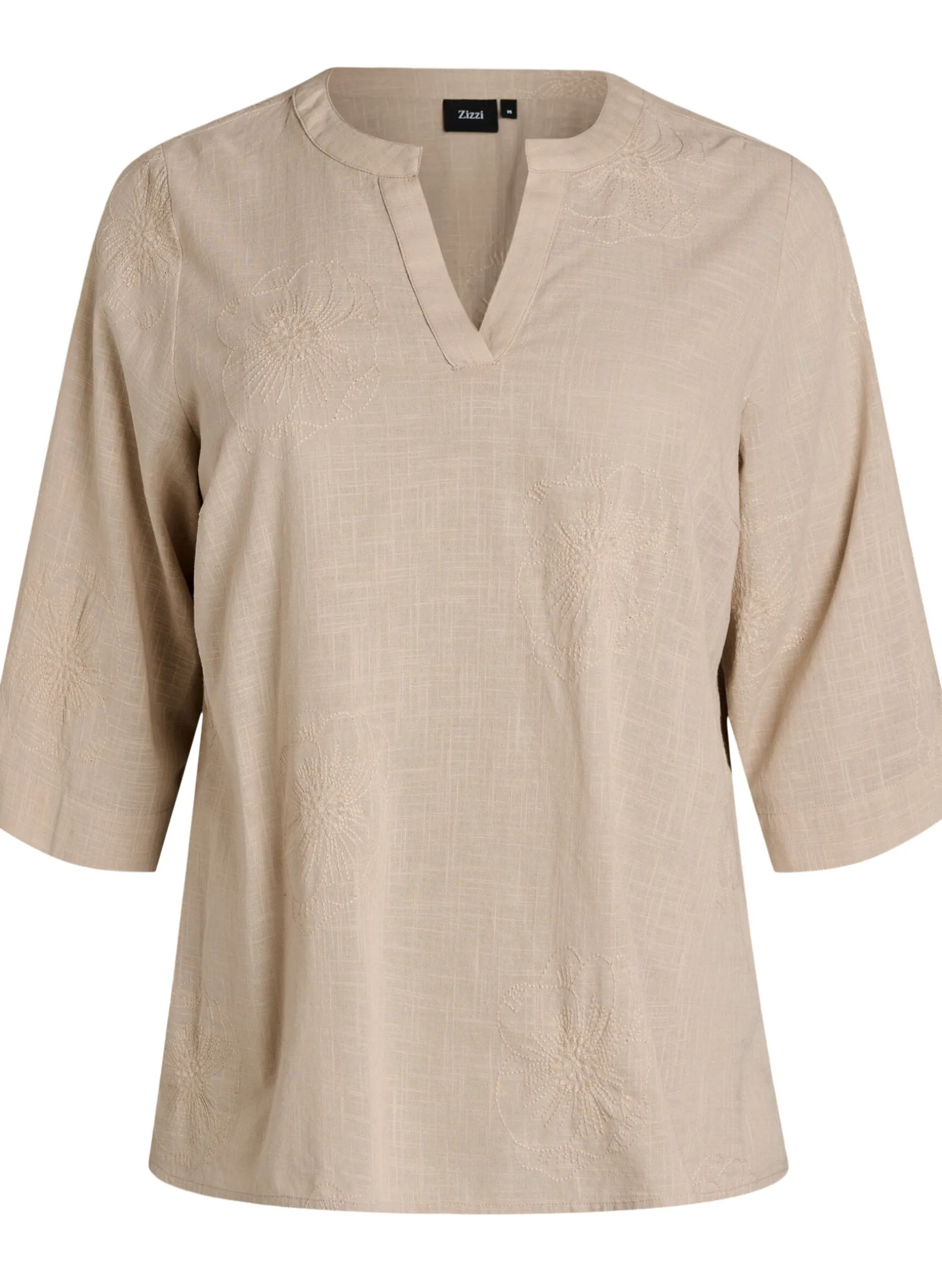 Bluse aus Baumwolle mit gestickten Details und 3/4-Ärmeln