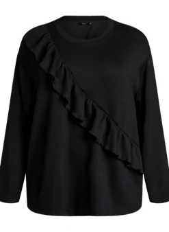 Bluse aus Jersey mit diagonalem Rüschendetail