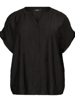 Bluse aus Viskose mit Knöpfen und Struktur