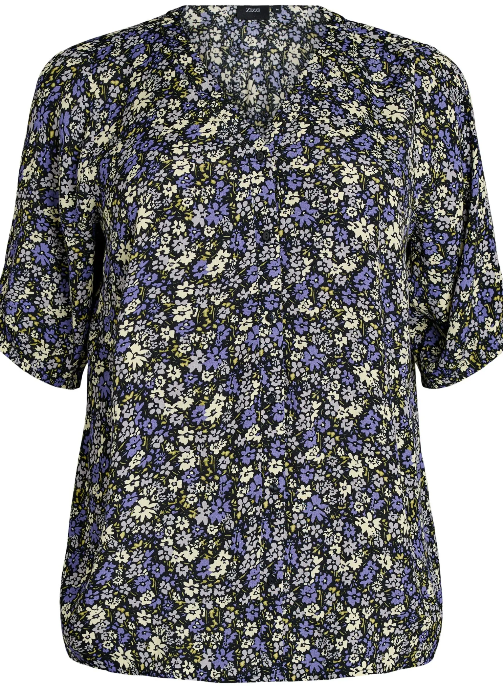 Bluse aus Viskose mit Print und Knopfverschluss