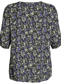 Bluse aus Viskose mit Print und Knopfverschluss