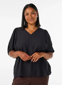 Bluse aus Viskose mit V-Ausschnitt