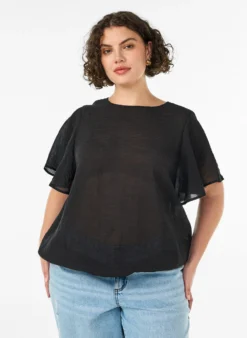 Bluse mit Ballonform und Flügelärmeln