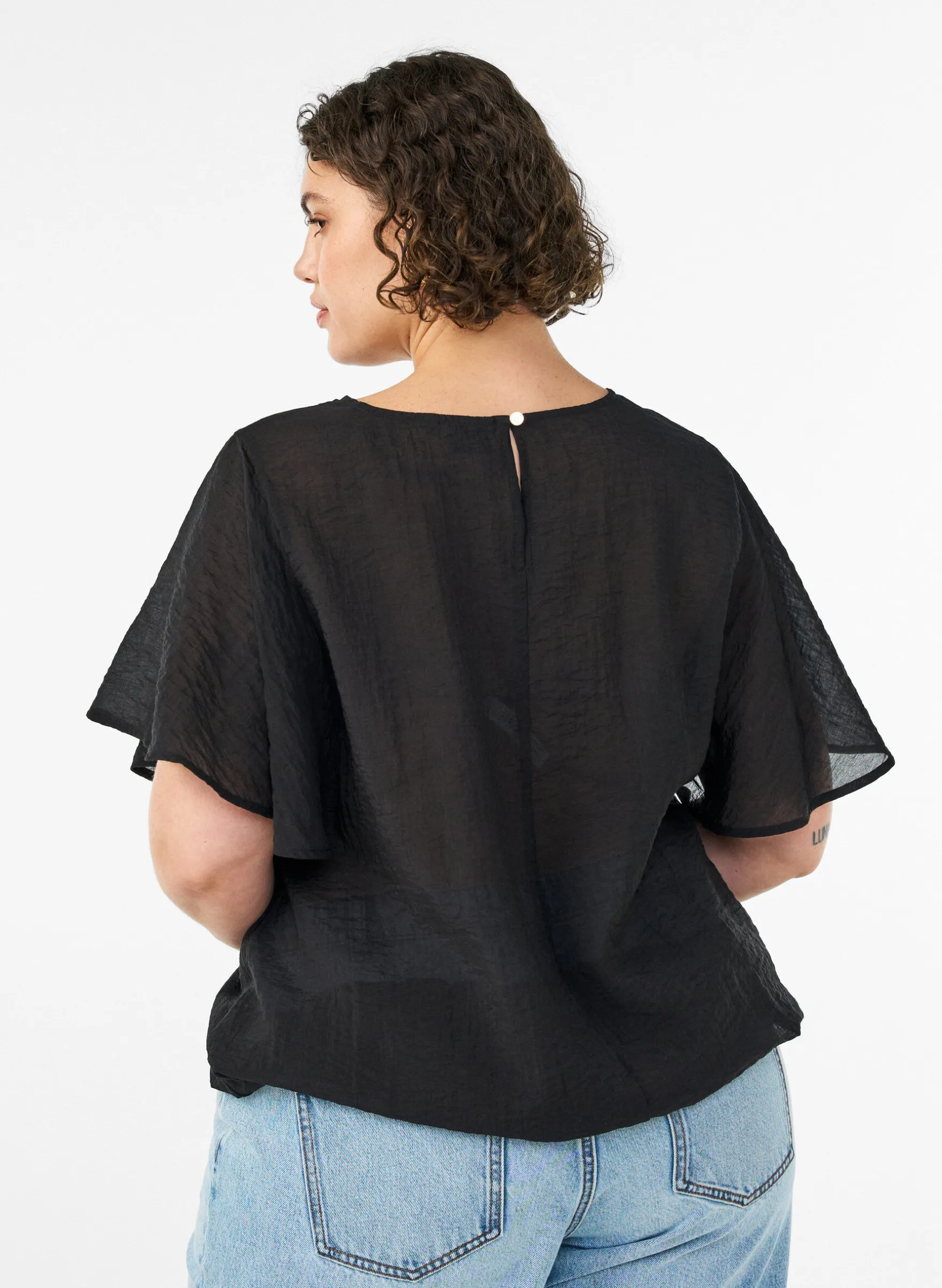 Bluse mit Ballonform und Flügelärmeln