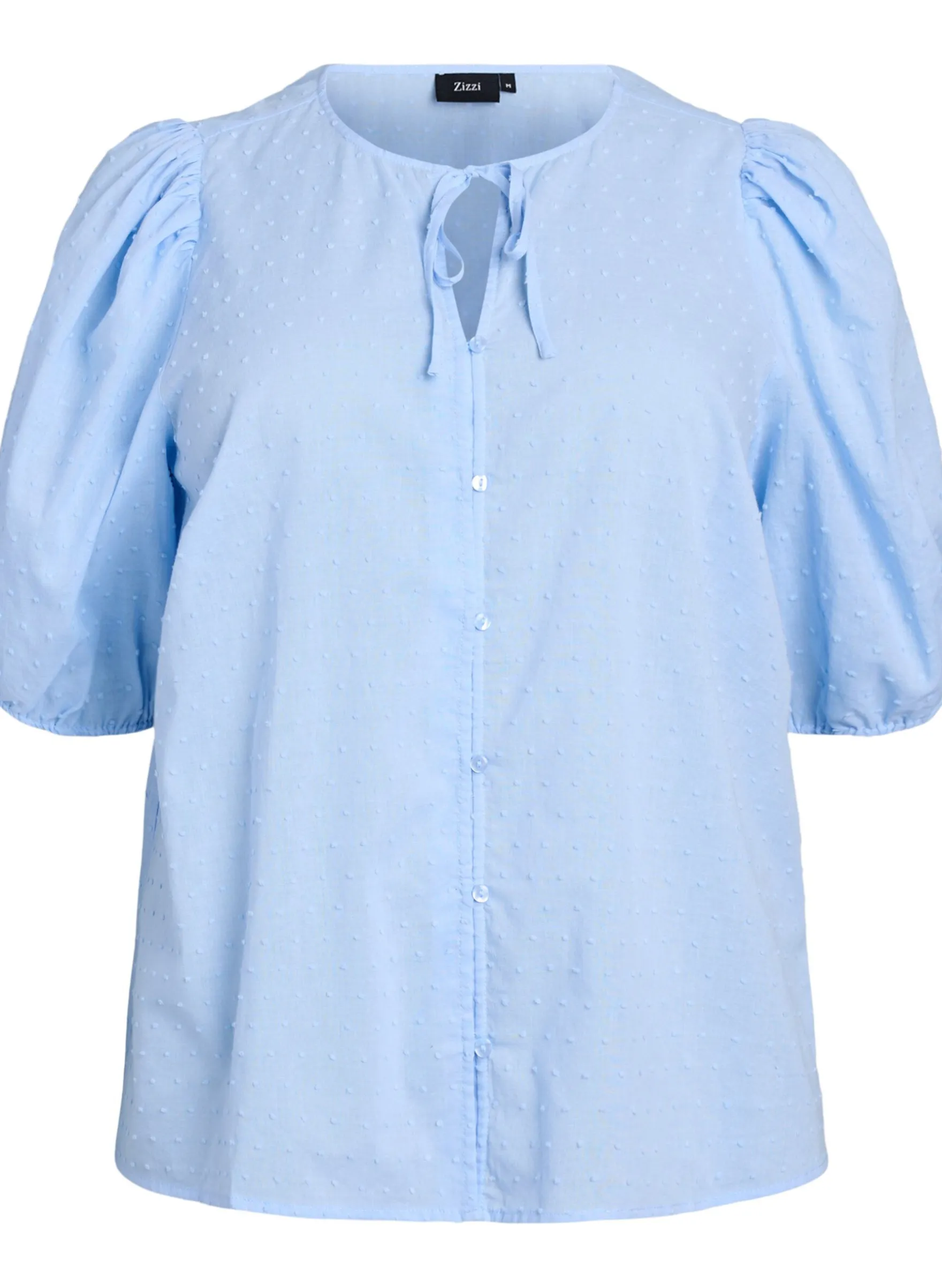 Bluse mit Bindeband und gepunkteter Textur