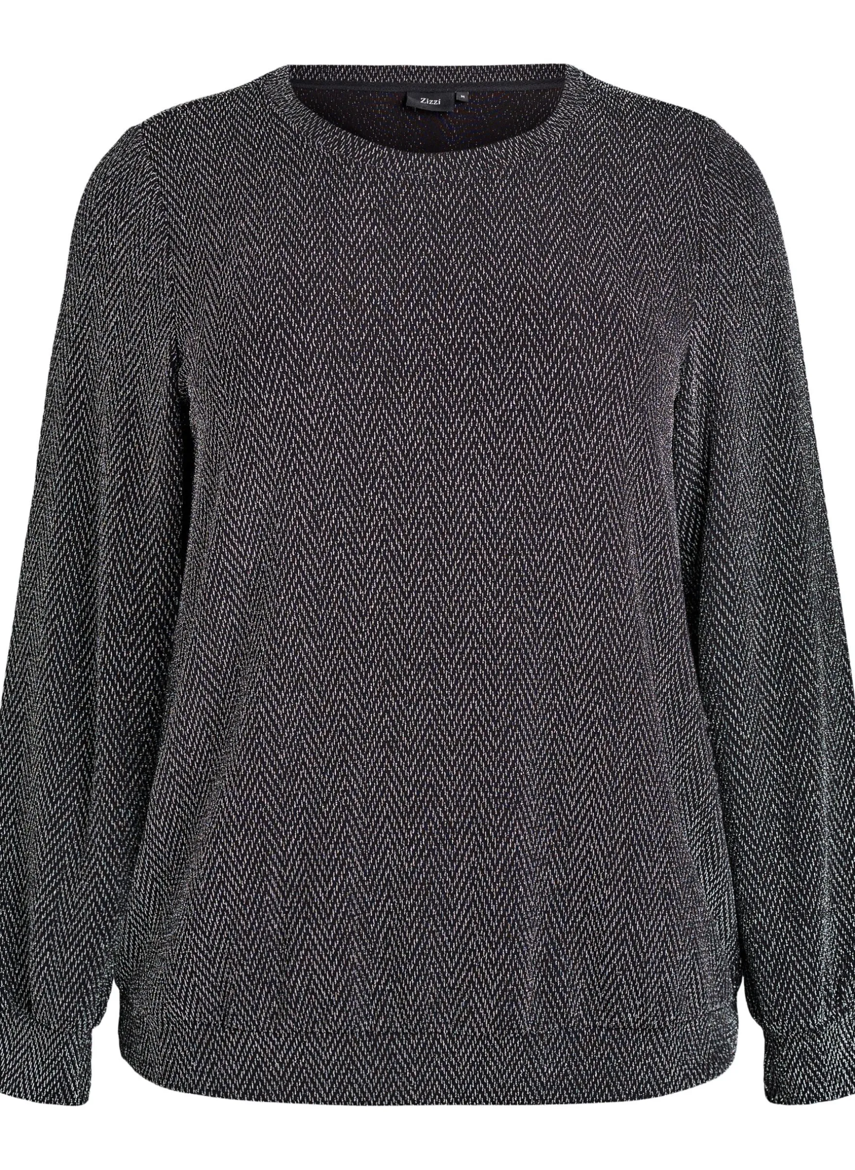 Bluse mit Fischgrätenmuster und Glitzerfaden