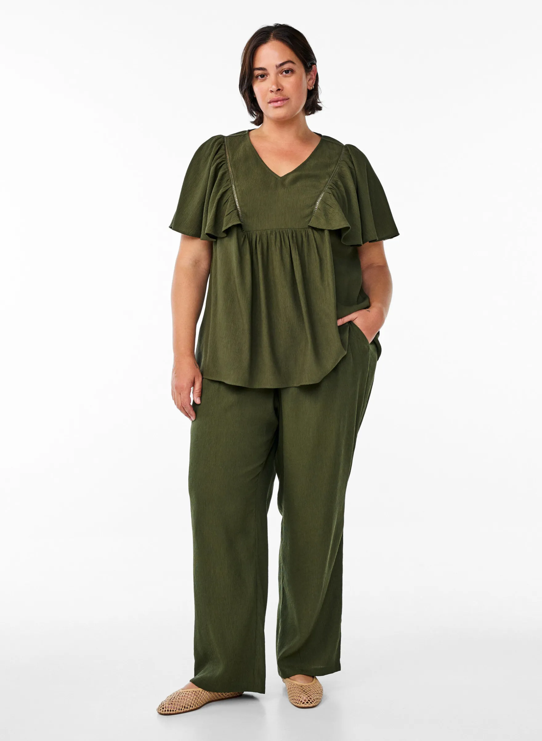 Bluse mit kurzen Rüschenärmeln