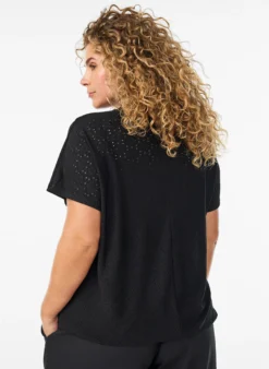 Bluse mit Lochstickerei und Ballonärmeln