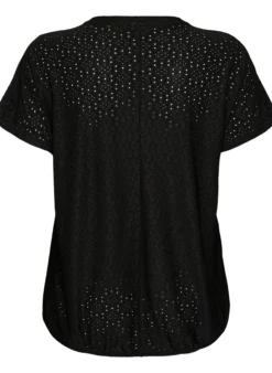 Bluse mit Lochstickerei und Ballonärmeln