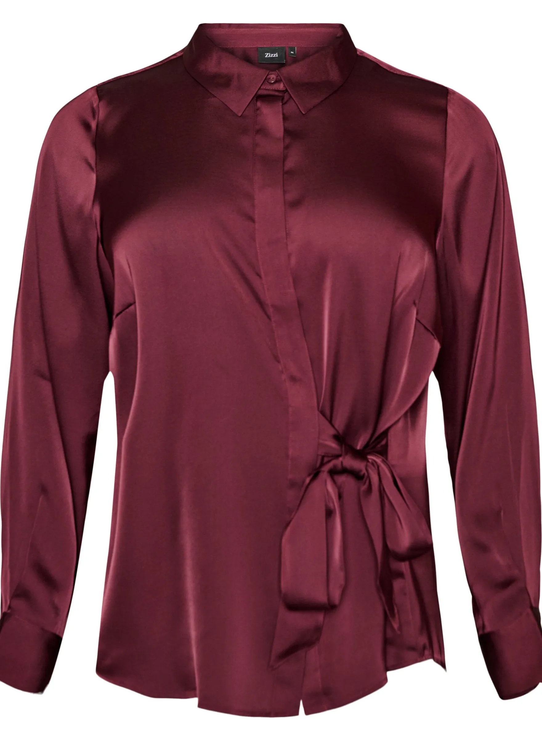 Bluse mit Satin-Optik und Wickeloptik