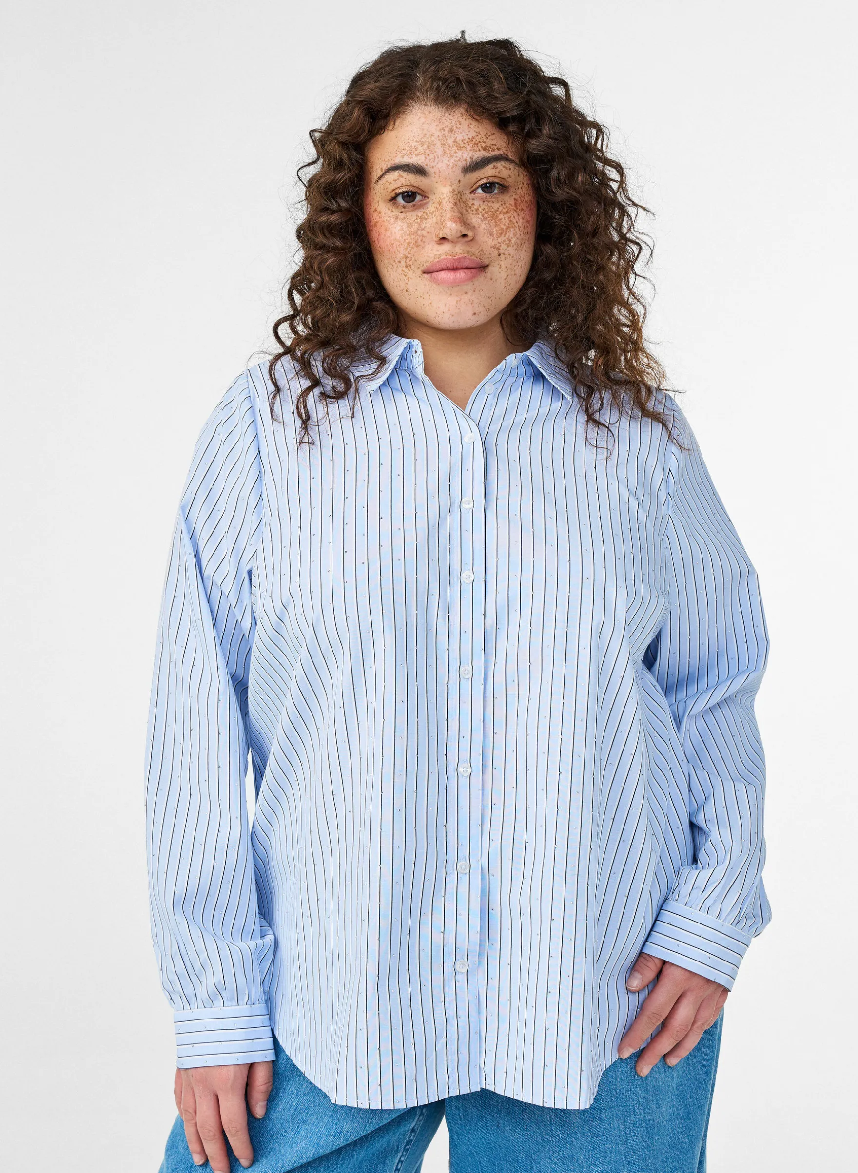 Bluse mit Streifen und Nieten