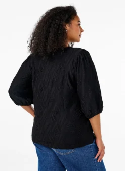 Bluse mit Struktur und 3/4-Ärmeln