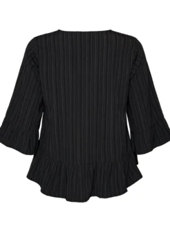 Bluse mit Struktur, V-Ausschnitt und Rüschen
