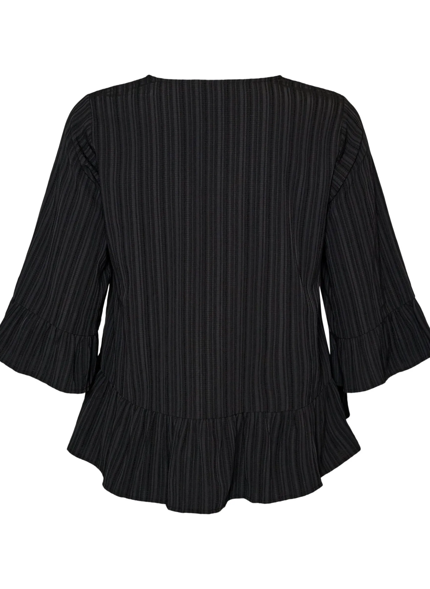 Bluse mit Struktur, V-Ausschnitt und Rüschen