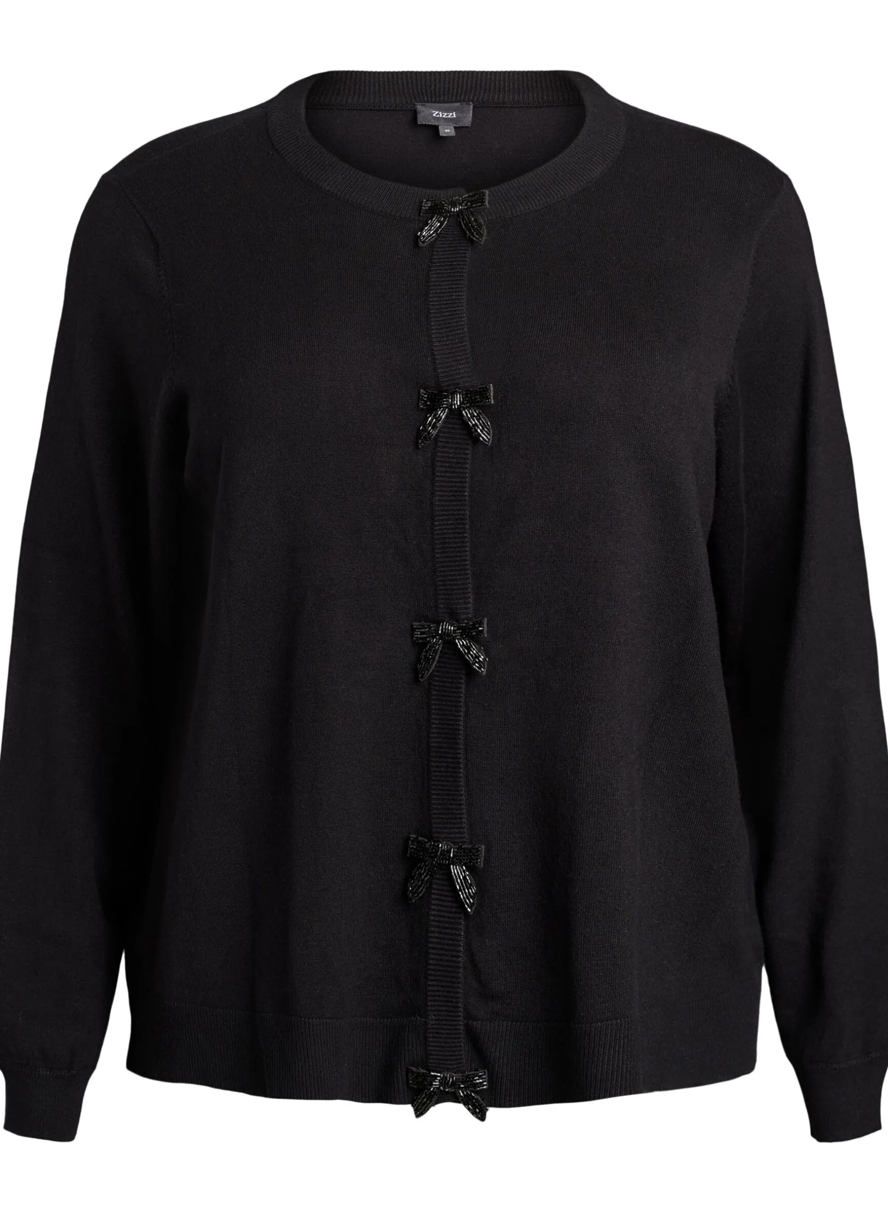 Cardigan mit perlenbestickten Schleifen und Druckknöpfen
