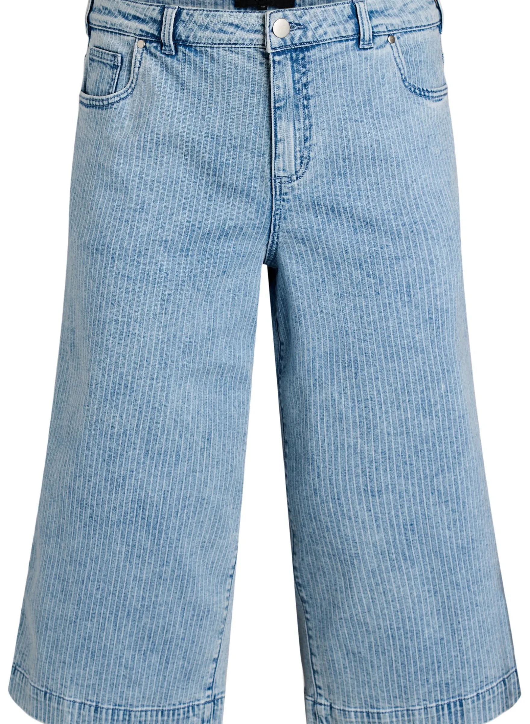 Culotte-Jeans mit Nadelstreifen und weitem Bein
