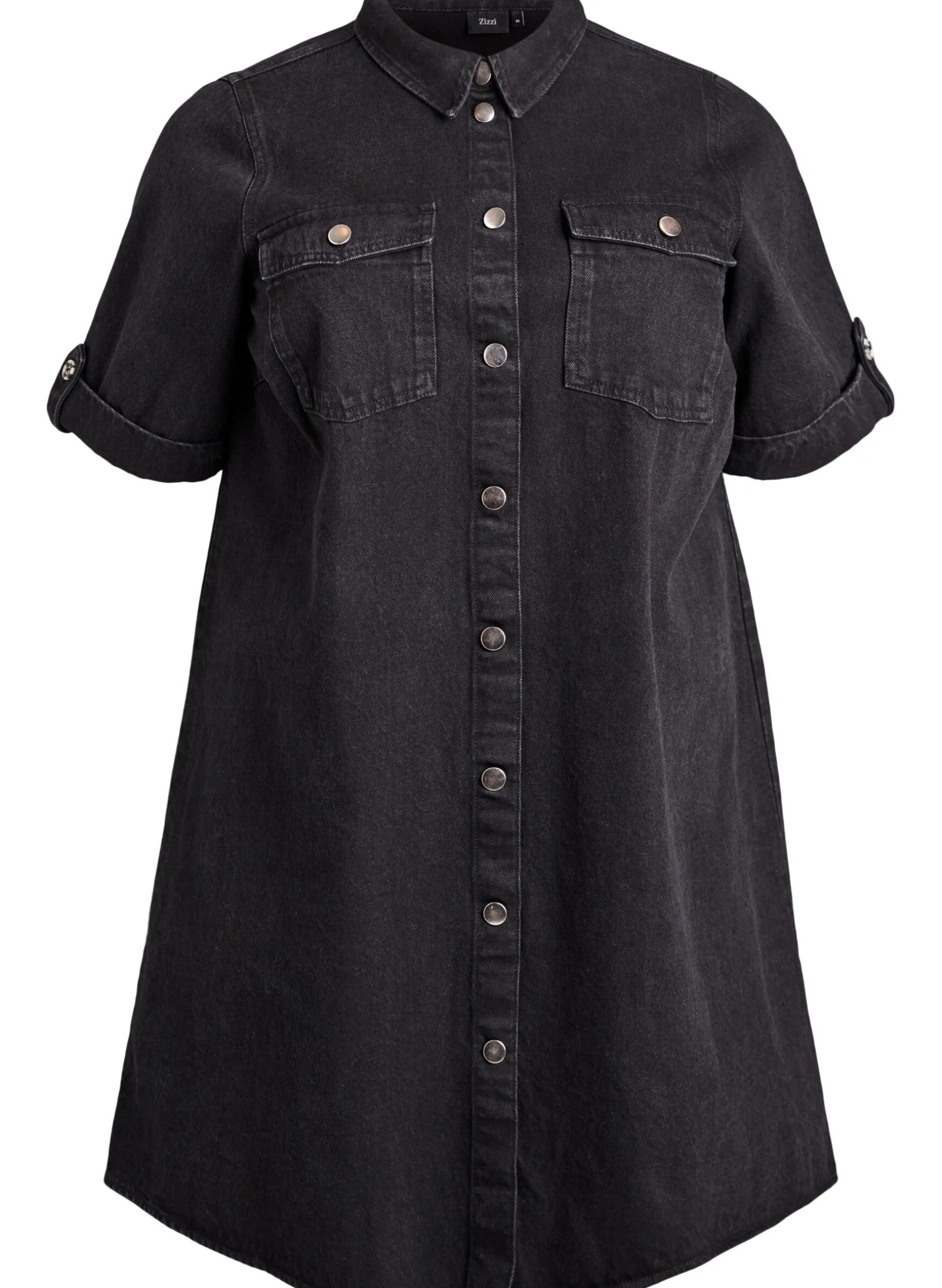 Denimkleid mit kurzen Ärmeln und Knöpfen