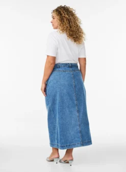 Denim-Maxirock mit Bindegürtel