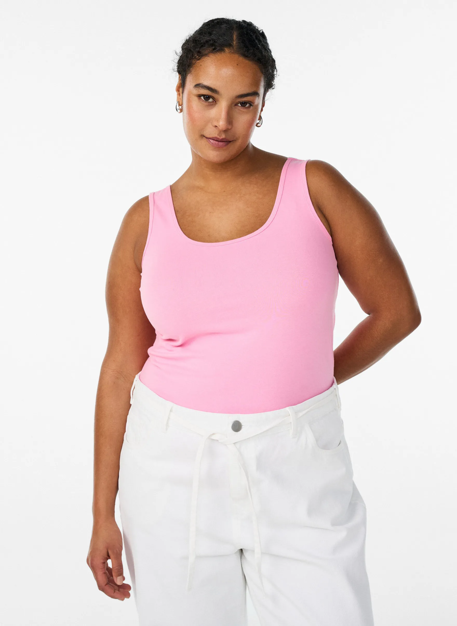 Einfarbiges Basic Top aus Baumwolle