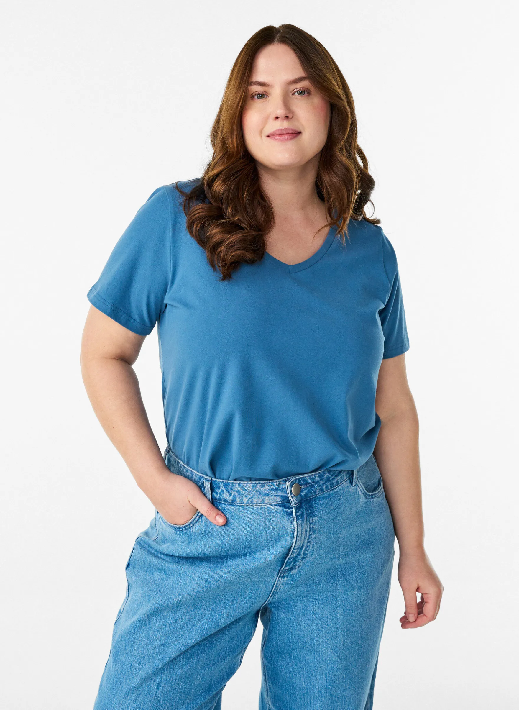 Einfarbiges Basic-T-Shirt aus Baumwolle