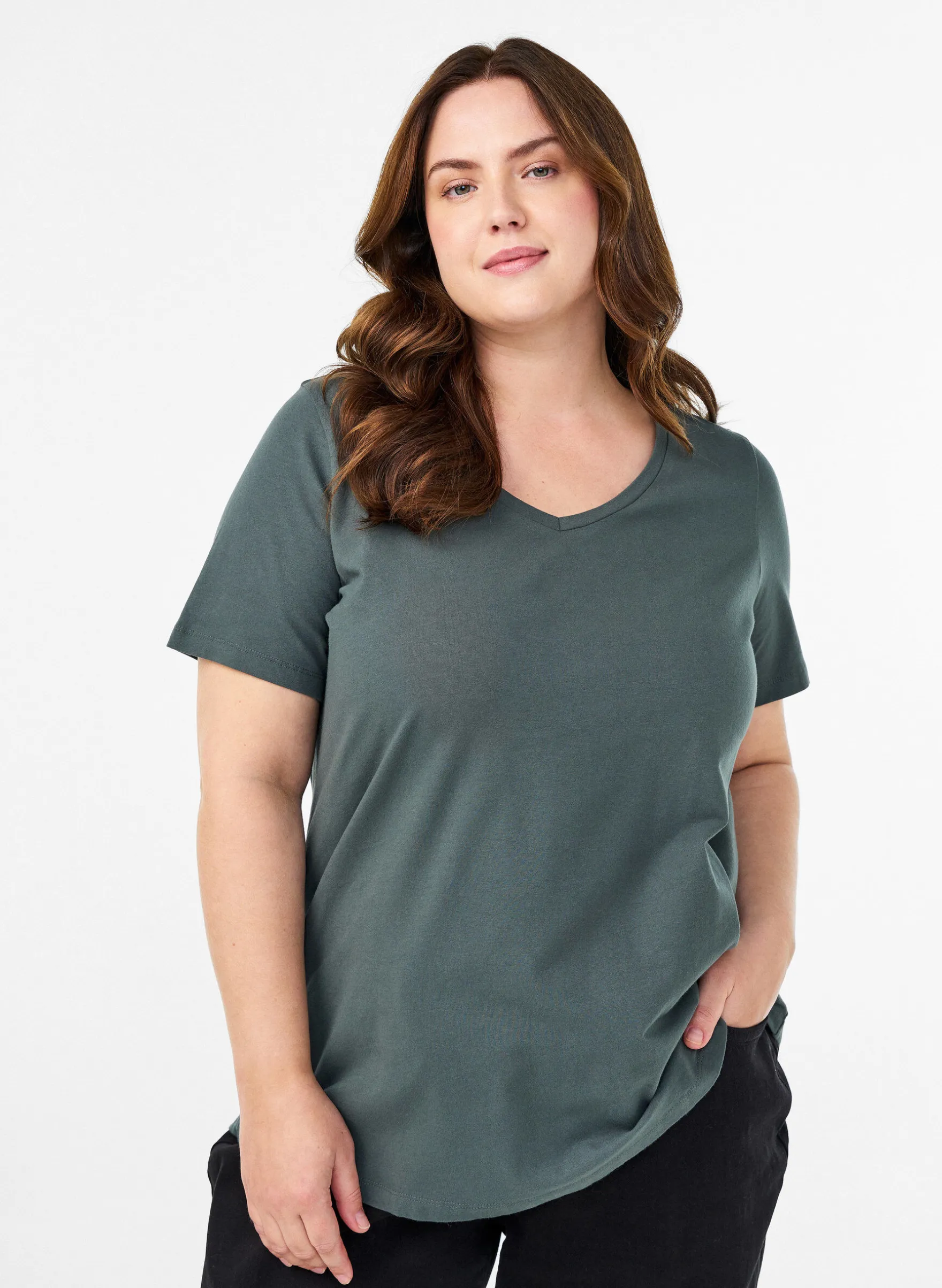 Einfarbiges Basic-T-Shirt aus Baumwolle