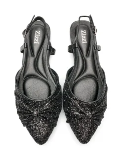Extra Weite Fit - Glitzer-Slingback mit Schleifendetail