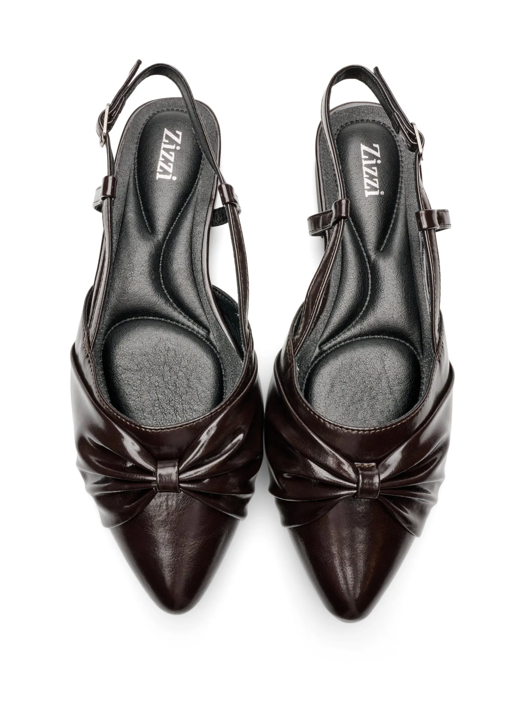 Extra Weite fit - Slingback mit Schleifendetail in Lackoptik