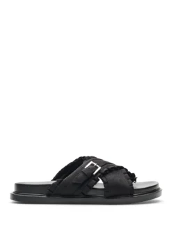 Extra Weite - Sandalen mit überkreuzten Riemen und Rüschenkanten