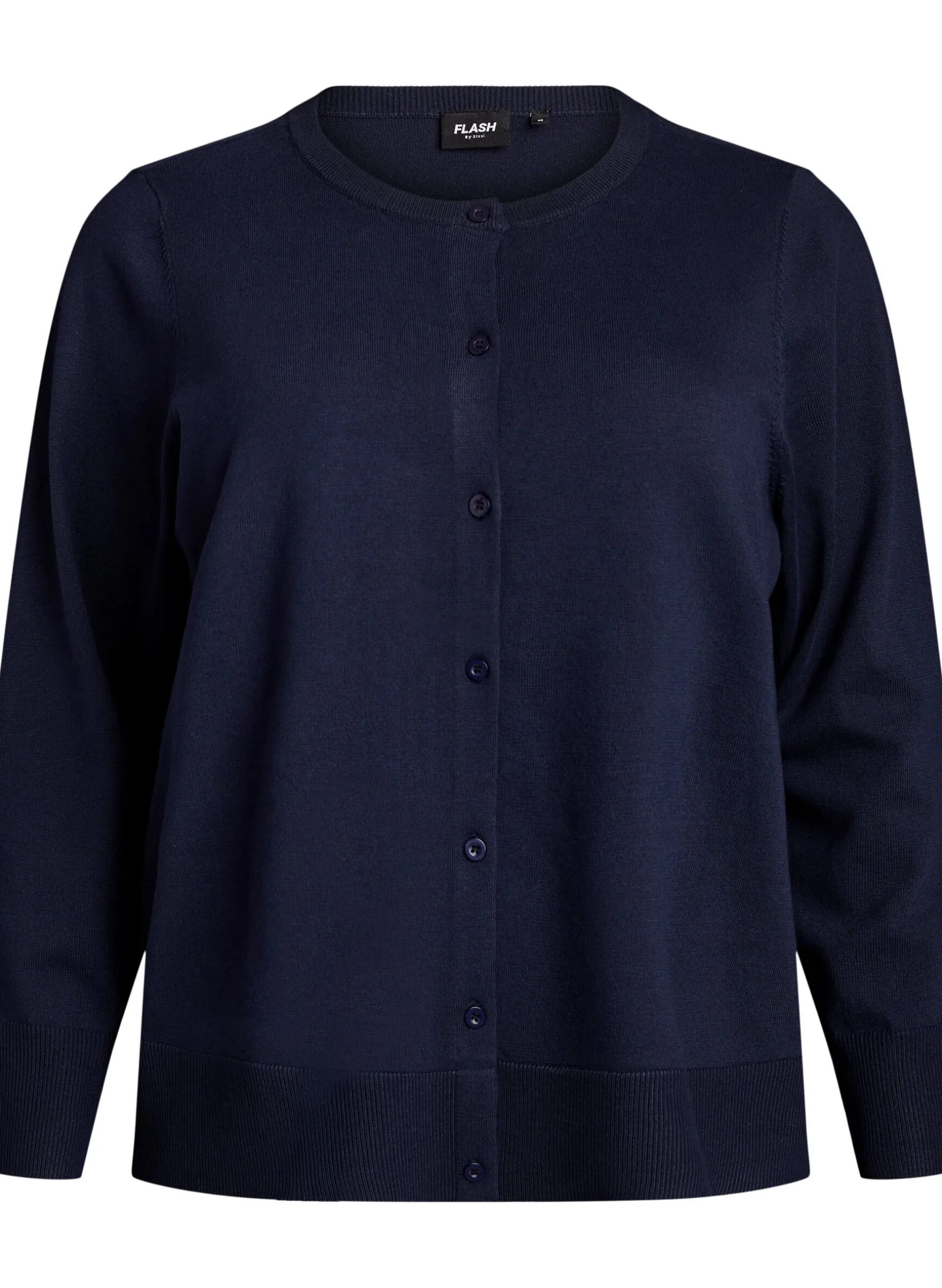 FLASH - Feinstrick-Strickjacke mit Rundhalsausschnitt