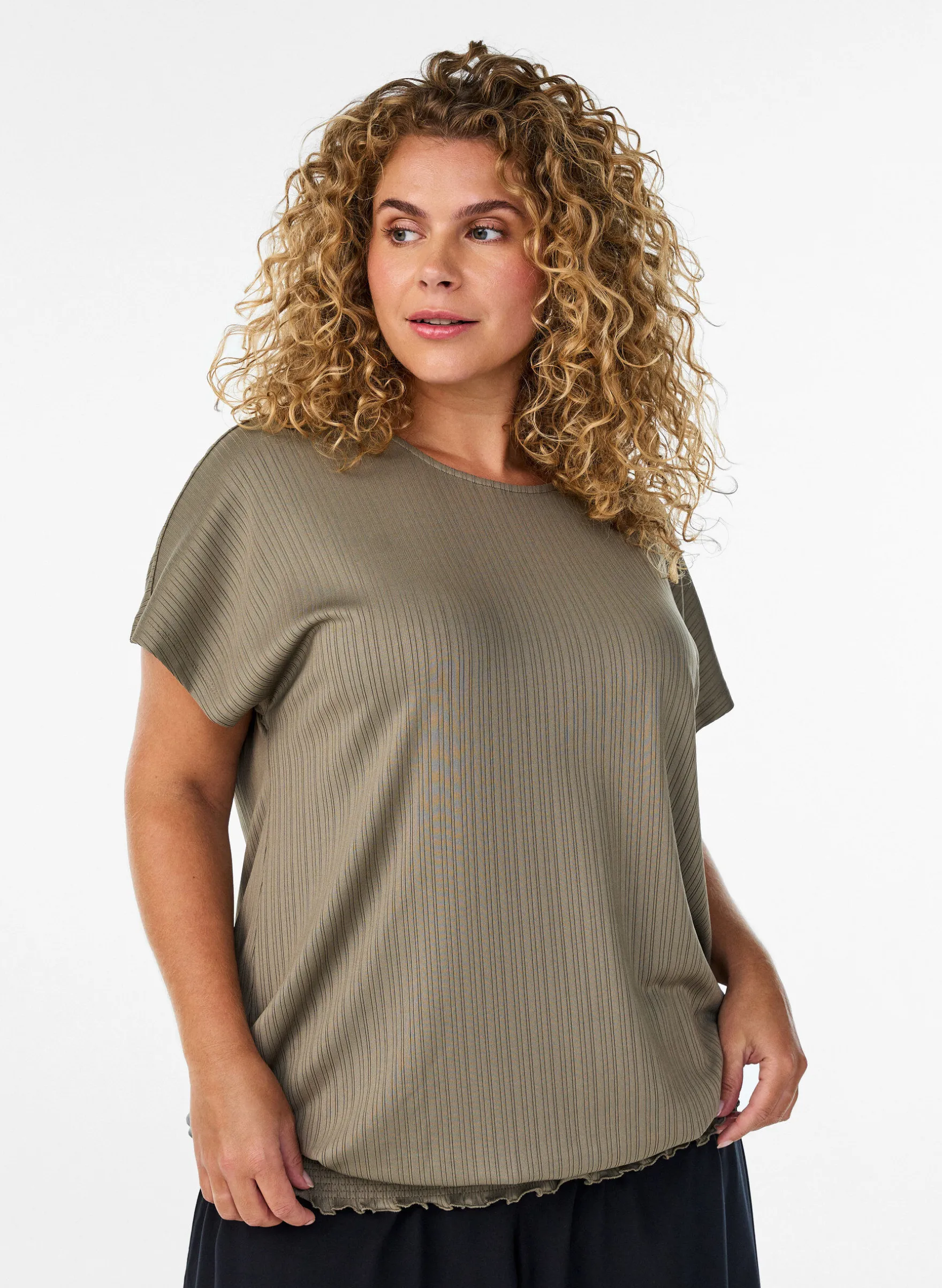 FLASH - Jersey-Bluse mit strukturierten Streifen und Smocksaum