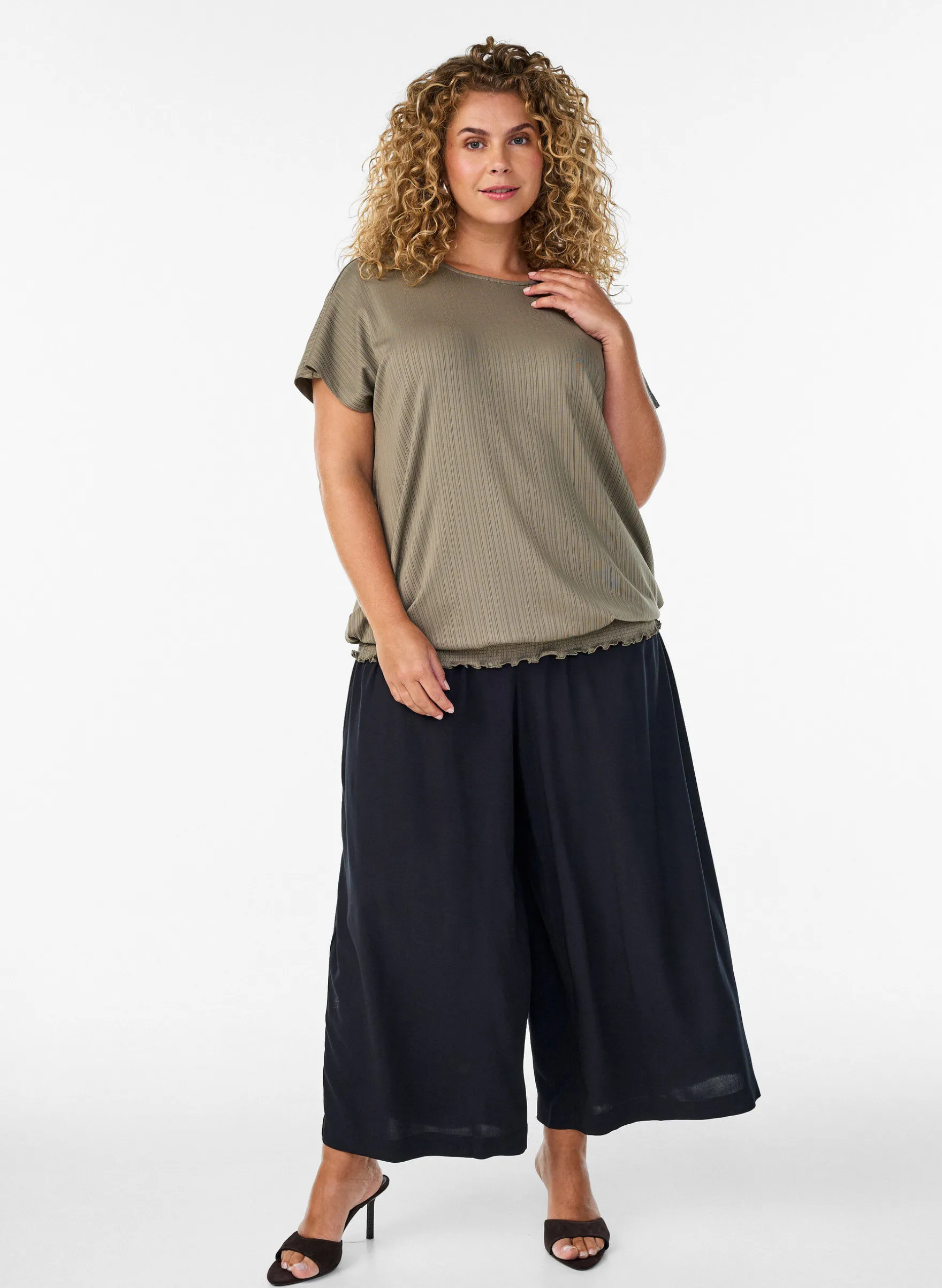 FLASH - Jersey-Bluse mit strukturierten Streifen und Smocksaum