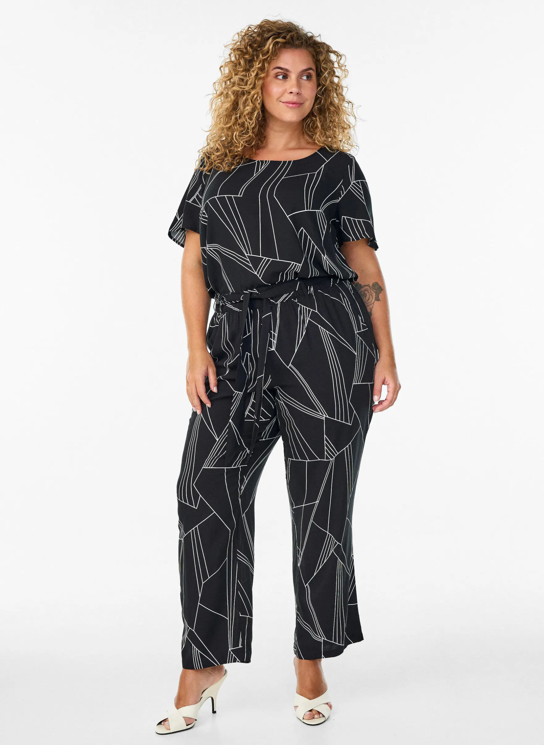 FLASH - Kurzärmelige Bluse aus Viskose mit Print