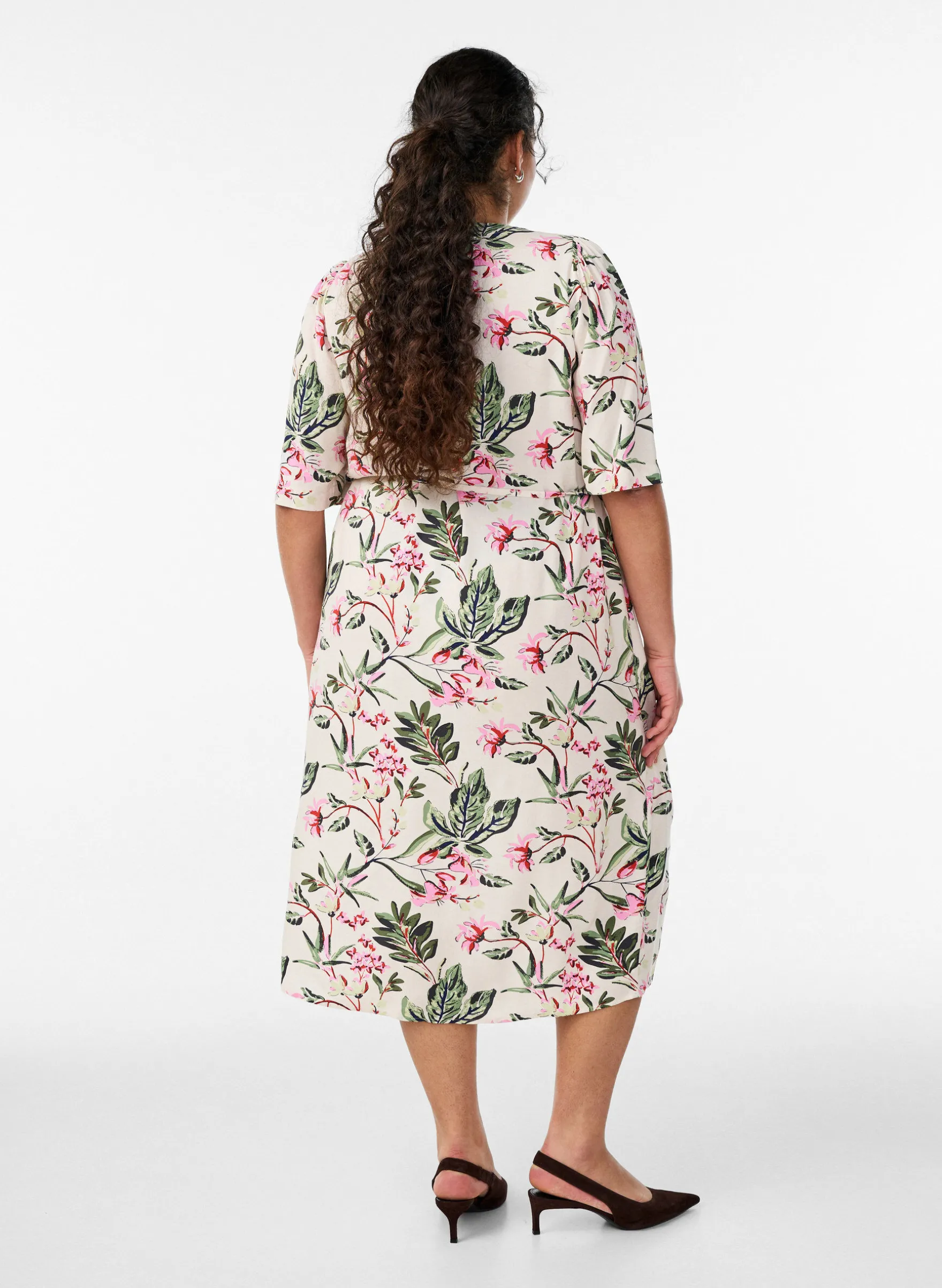 FLASH - Midikleid mit Print und Bindegürtel