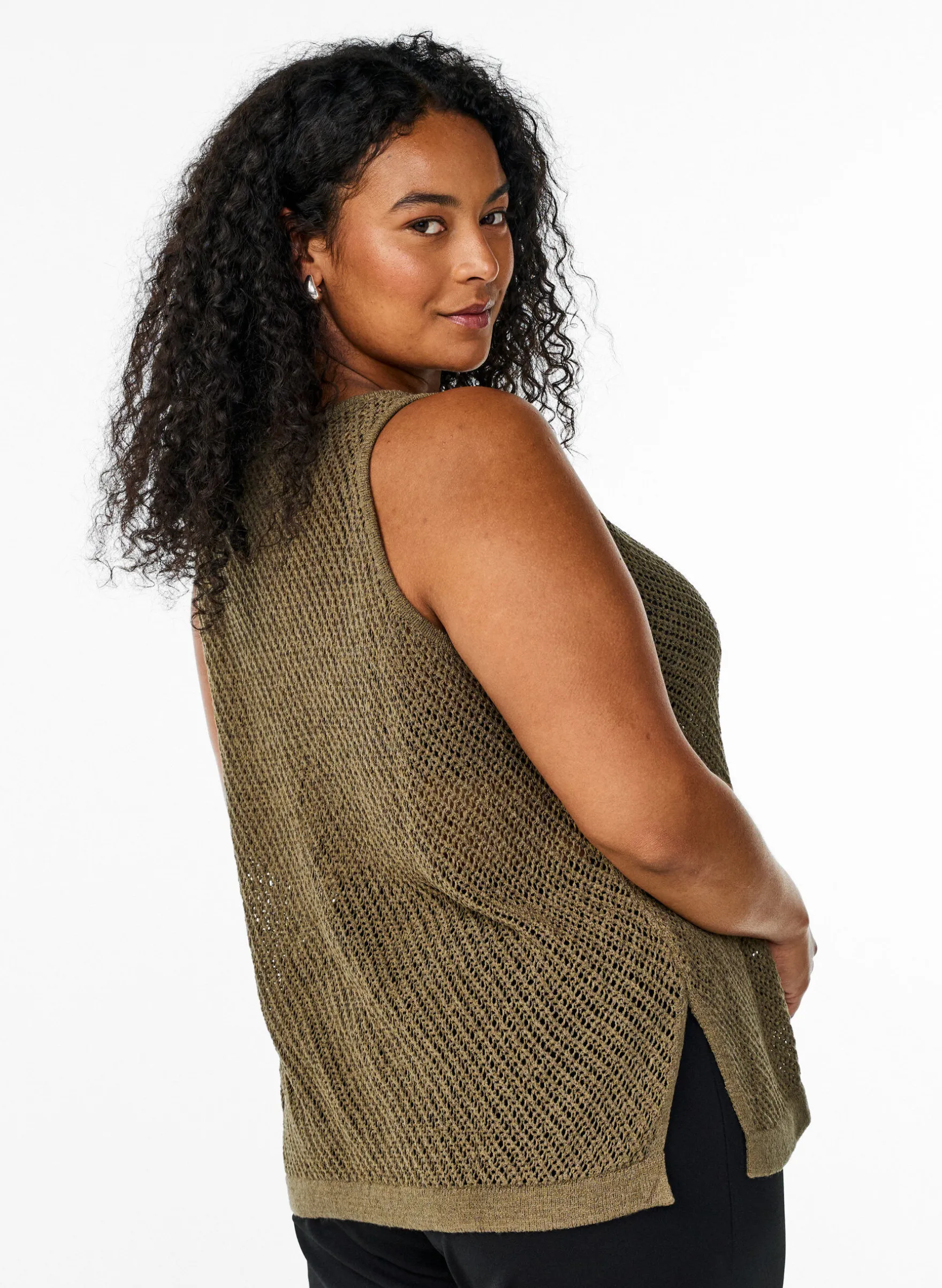 FLASH - Ärmelloser Stricktop mit V-Ausschnitt