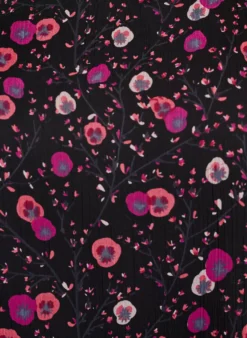 Geblümte Bluse aus Chiffon mit transparenten Ärmeln