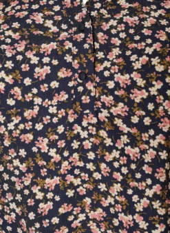 Geblümte Bluse aus Viskose mit kurzen Ärmeln und Smockdetails