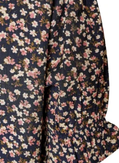 Geblümte Bluse aus Viskose mit kurzen Ärmeln und Smockdetails