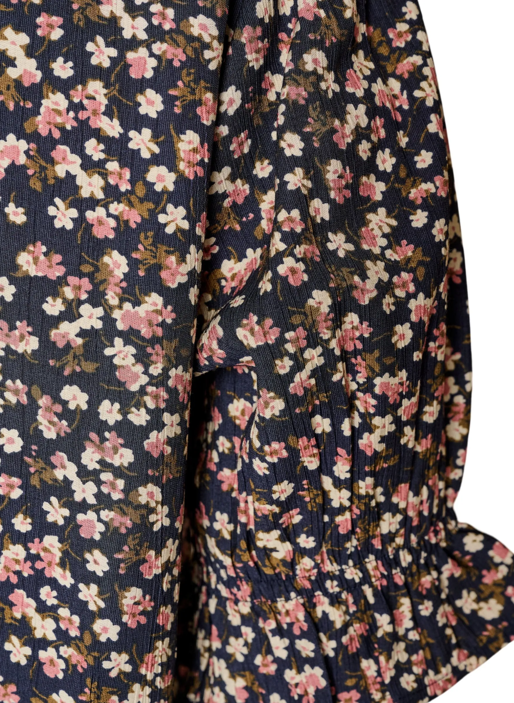 Geblümte Bluse aus Viskose mit kurzen Ärmeln und Smockdetails