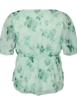 Geblümte Chiffonbluse mit kurzen Ärmeln