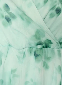 Geblümte Chiffonbluse mit kurzen Ärmeln