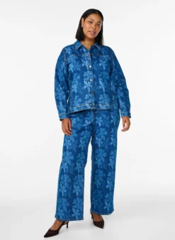 Geblümte Jeansjacke