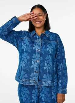 Geblümte Jeansjacke