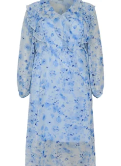 Geblümtes Kleid aus Chiffon mit Rüschen und langen Ärmeln